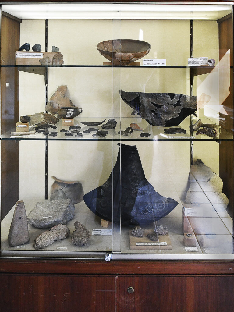 Vitrine mit archäoligischen Funden im „Domus Devomari“, Foto: Bezirksmuseum Favoriten