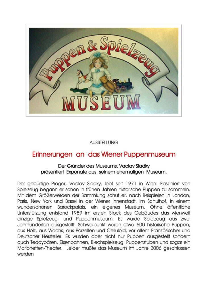 Sonderausstellung Erinnerungen an das Wiener Puppenmuseum, Bezirksmuseum Innere Stadt
