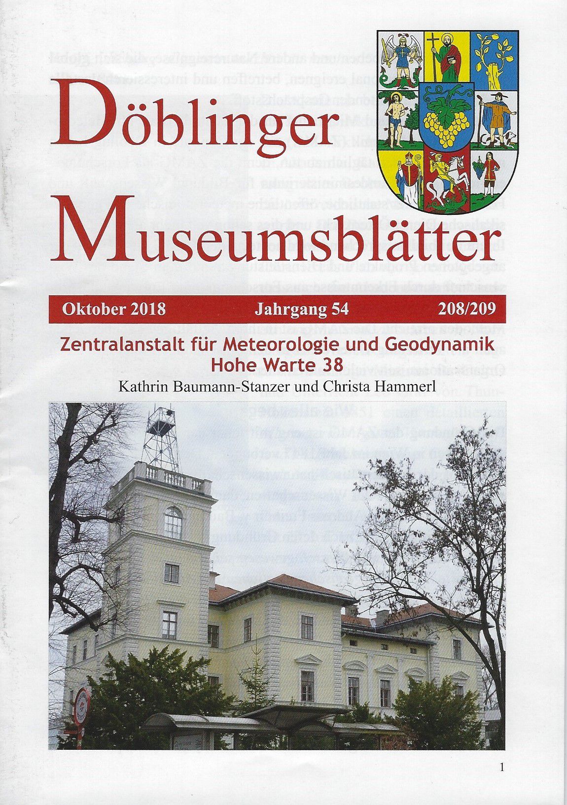 Publikation: Döblinger Museumsblätter, _Zentralanstalt für Meteorologie und Geodynamik