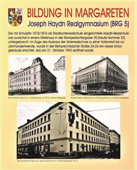 Schautafel Joseph Haydn Realgymnasium, Bezirksmuseum Margareten