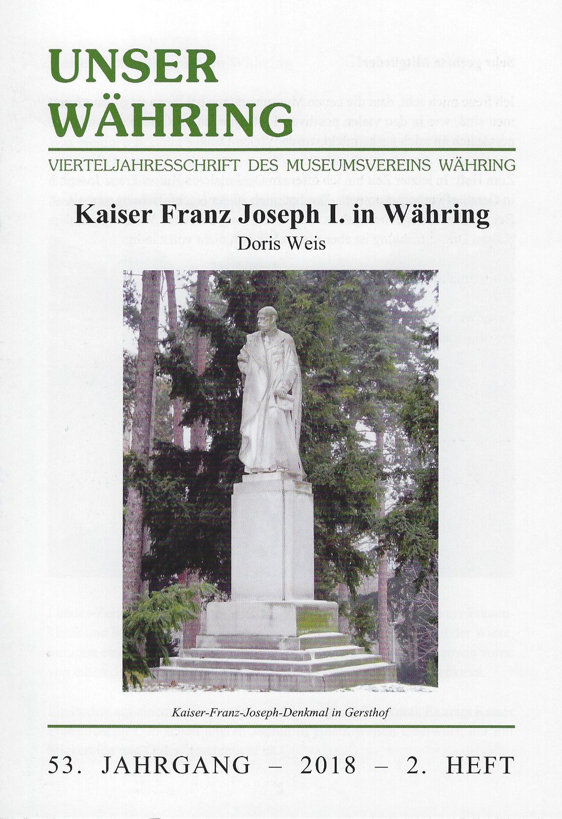 Publikation: Kaiser Franz Joseph I. in Währing. Bezirksmuseum Währing