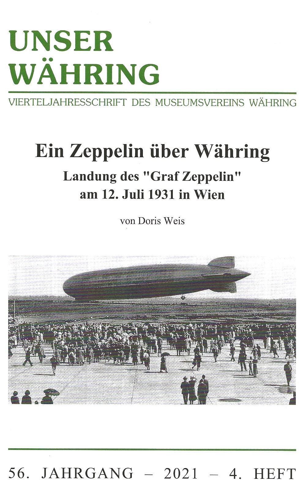 Publikation: Ein Zeppelin über Währing. Landung des "Graf Zeppelin" am 12.7.1931 in Wien, Bezirksmuseum Währing