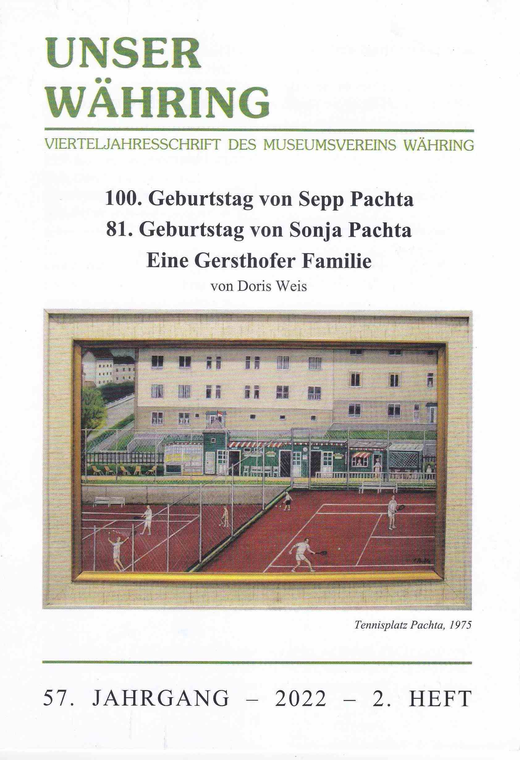 Publikation: 120. Geburtstag Sepp Pachta. 81. Geburtstag Sonja Pachta. Eine Gersthofer Familie, Bezirksmuseum Währing