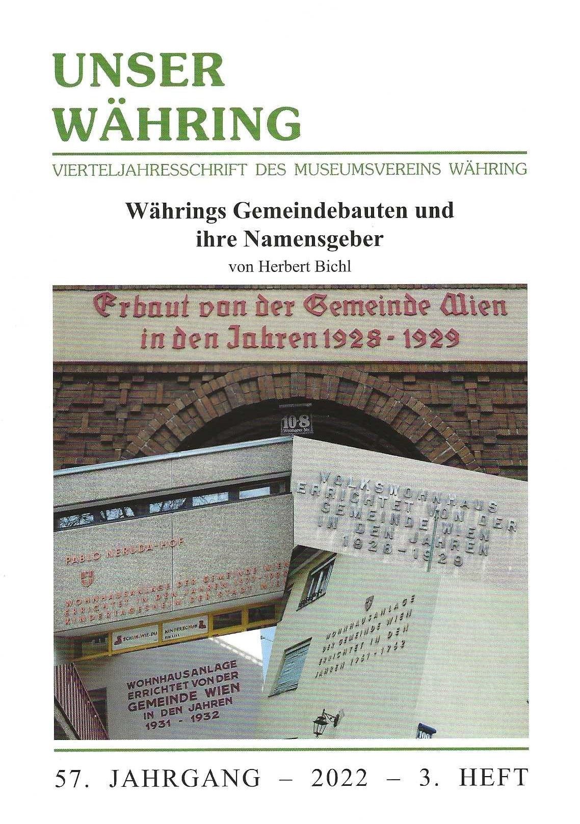 Publikation: Währings Gemeindebauten und ihre Namensgeber, Bezirksmuseum Währing