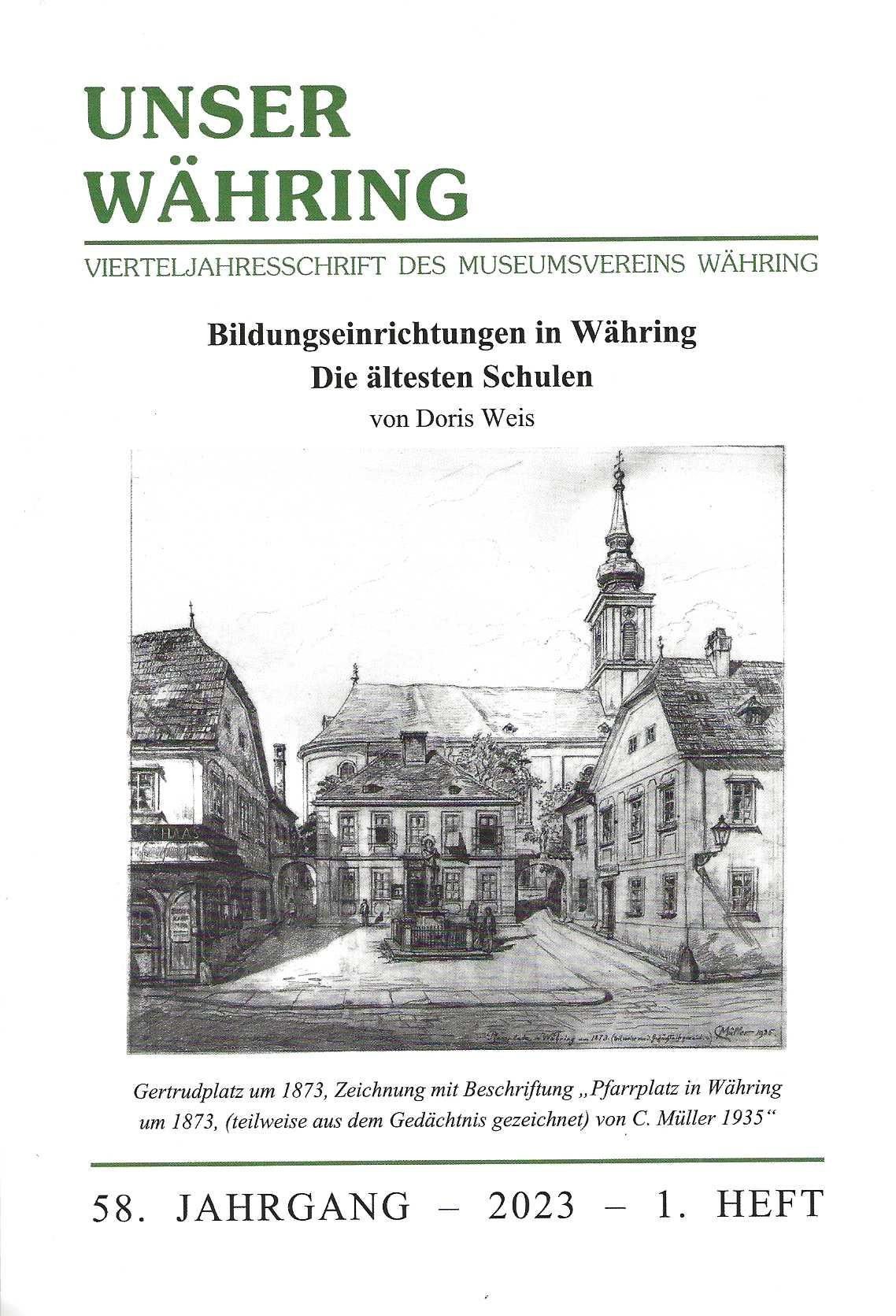Publikation: Bildungseinrichtungen in Währing. Die ältesten Schulen, Bezirksmuseum Währing